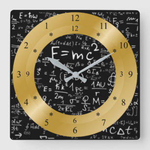 E= mc2  Time Machine Clock~Space/Time Continuum~ ~ Square Wall Clock