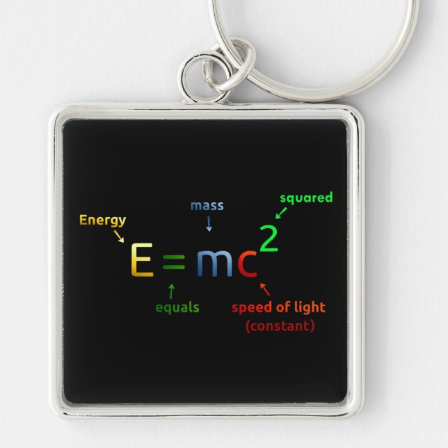 E = MC^2. E equals MC Squared Keychain (Front)