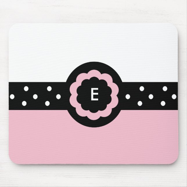 E :: Monogram E Dotted Pink & White Mousepad (Front)