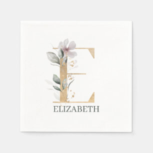 E Monogram Floral Personalized Napkin