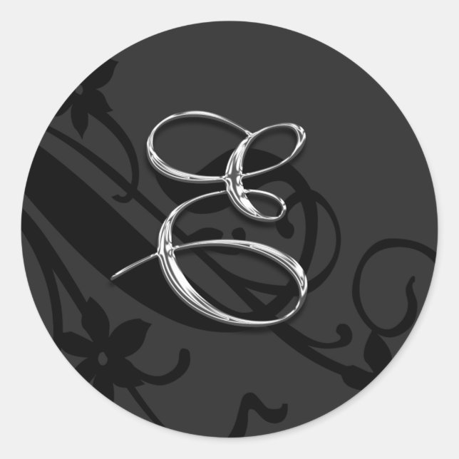 E Monogram Letter Wedding Envelope Seal Sticker (Front)