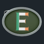E Monogram overlaid on Irish Flag bbcnt Belt Buckle<br><div class="desc">E Monogram overlaid on Irish Flag Belt Buckle

Design © Trinkets and Things 2017 - AHP Design. All Rights Reserved.</div>