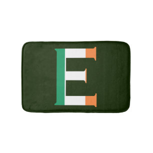 E Monogram overlaid on Irish Flag bmcnt Bath Mat