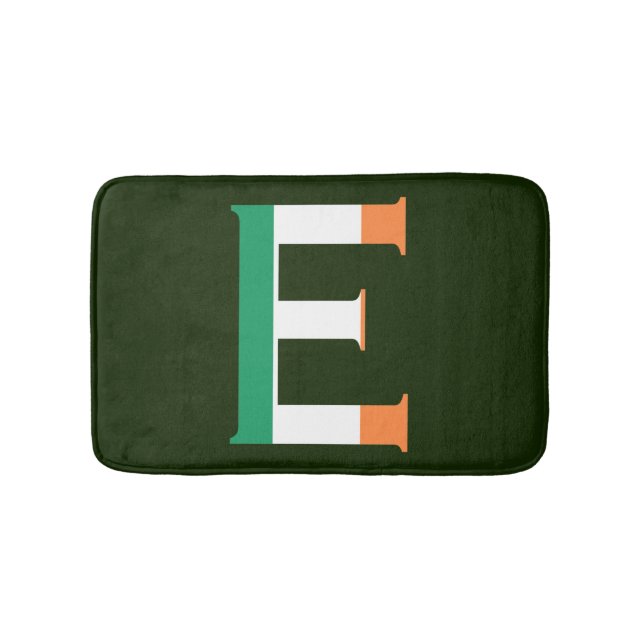 E Monogram overlaid on Irish Flag bmcnt Bath Mat (Front)