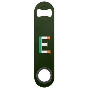 E Monogram overlaid on Irish Flag bocnt Bar Key