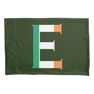 E Monogram overlaid on Irish Flag pccnt Pillowcase