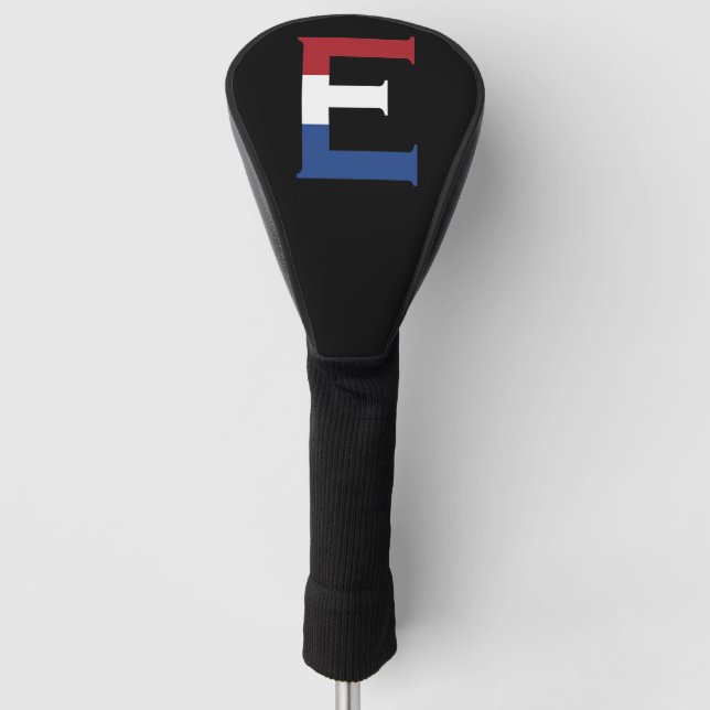 E Monogram overlaid on NLD Flag on bk dccnt Golf Head Cover (Front)