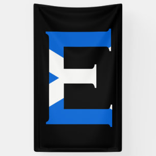E Monogram overlaid on Scottish Flag (v) bnrcn Banner