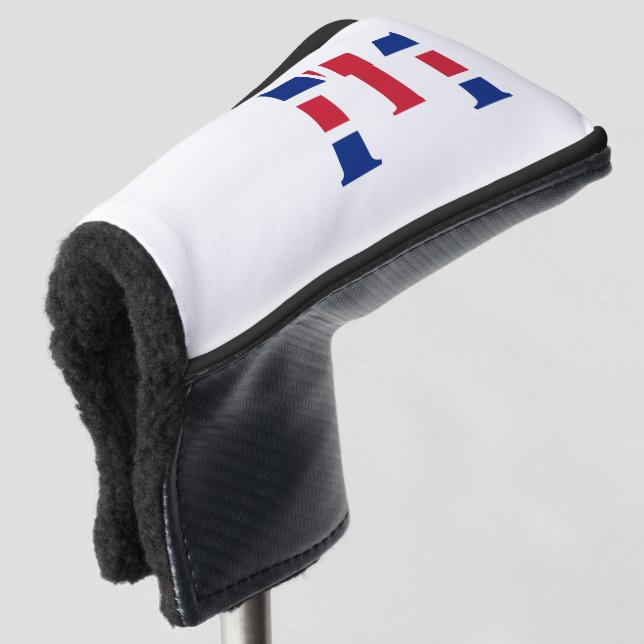 E Monogram overlaid on Union Jack Flag pccnt Golf Head Cover (3/4 Front)