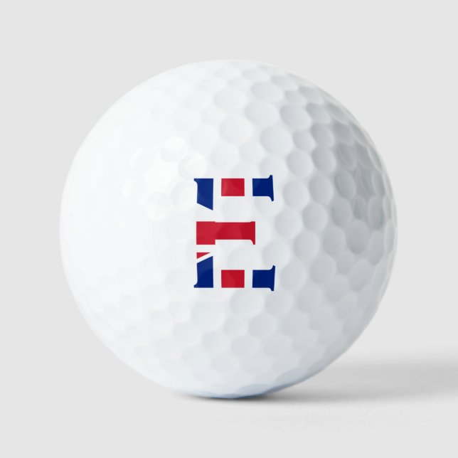 E Monogram overlaid on Union Jack Flag va gbcnt Golf Balls (Front)