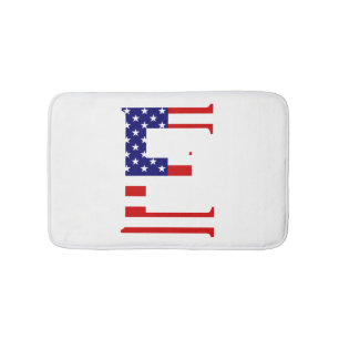E Monogram overlaid on USA Flag bmcn Bath Mat