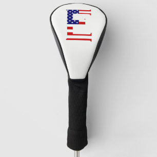 E Monogram overlaid on USA Flag dccnt Golf Head Cover