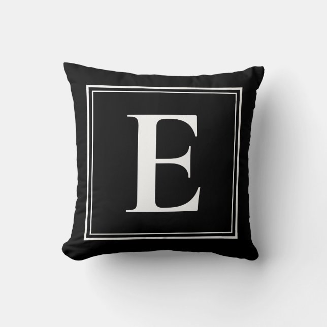 E Monogram Template Elegant Modern Black White Throw Pillow (Front)