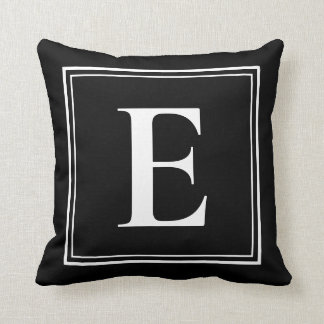 E Monogram Template Elegant Modern Black White Throw Pillow