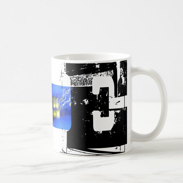 E Monogram Typography Cool Grunge Mug (Right)