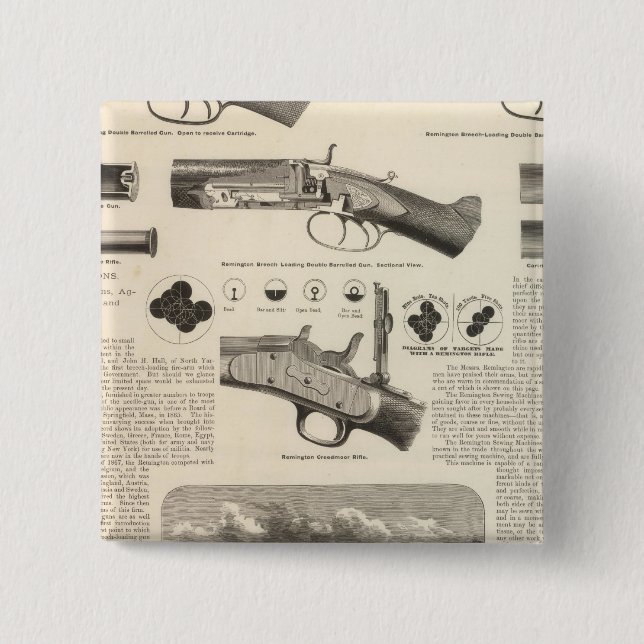 E Remington and Sons 2 Inch Square Button (Front)