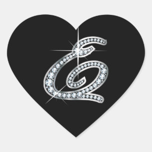 E Script Faux-"Diamond" Heart Sticker