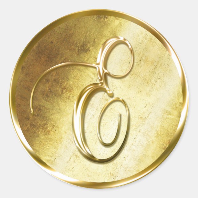 E Stickers d'enveloppe d'or Monogram Faux (Devant)