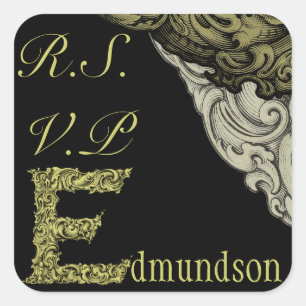 E - The Falck Alphabet (Gold) (Wedding) Square Sticker