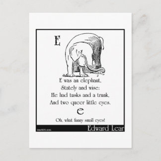 E was an elephant postcard