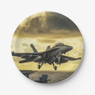 Ea18g growler fighter jet launching off carrier paper plate