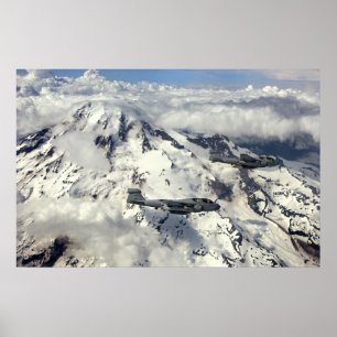 EA-6B Prowler and  Mt. Rainier Poster