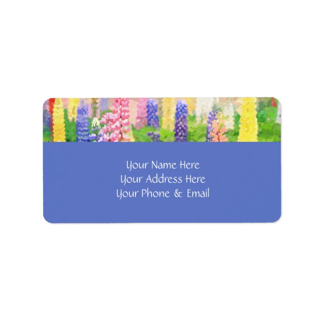 Each Day is a New Beginning Colourful Lupine Flowe Label (Front)