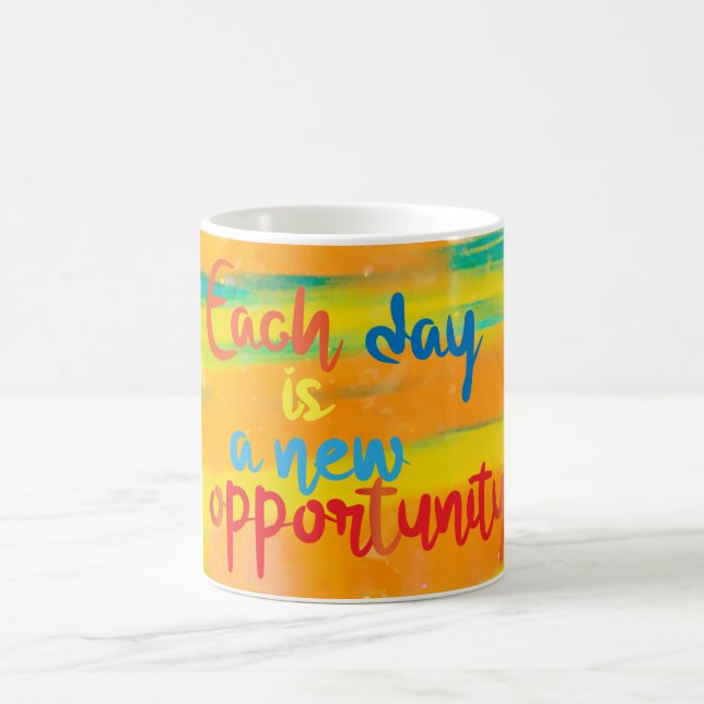 Each Day Is A New Opportunity Calligraphy Quote Coffee Mug (Center)