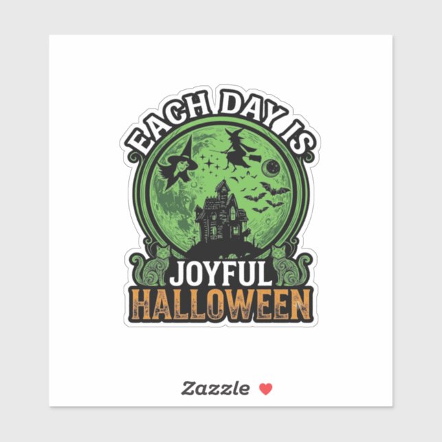Each Day Joyful Halloween Haunted House Witch Cat  (Sheet)