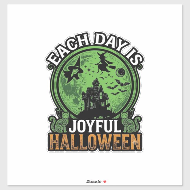 Each Day Joyful Halloween Haunted House Witch Cat  (Sheet)