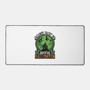 Each Day Joyful Halloween Haunted House Witch Cat Desk Mat