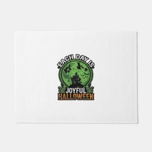 Each Day Joyful Halloween Haunted House Witch Cat Doormat