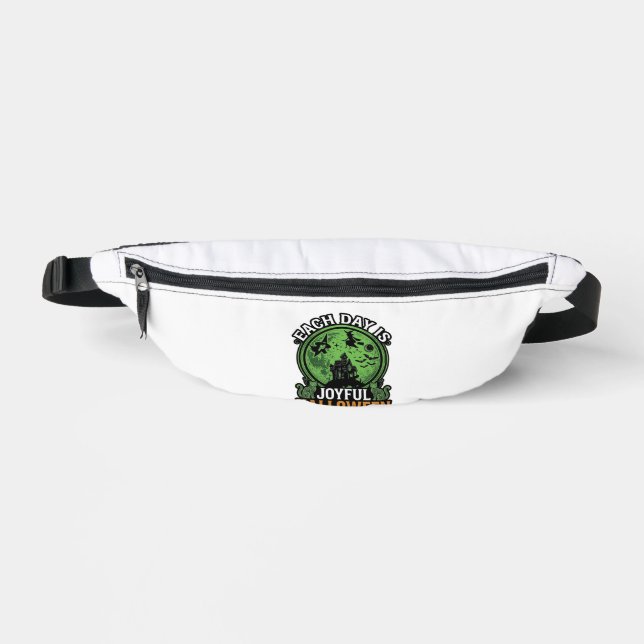 Each Day Joyful Halloween Haunted House Witch Cat  Fanny Pack (Front)
