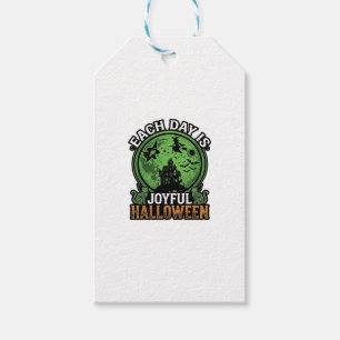 Each Day Joyful Halloween Haunted House Witch Cat Gift Tags