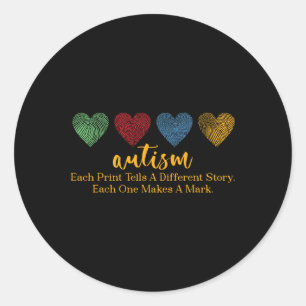 Each Print Tells A Different Story Fingerprint Hea Classic Round Sticker