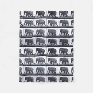 EADWEARD MUYBRIDGE:Elephant Walking Fleecy Blanket