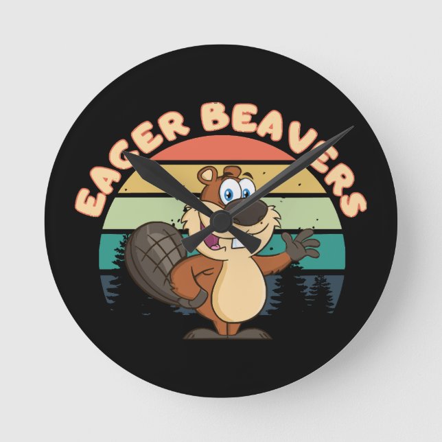Eager Beavers Round Clock (Front)