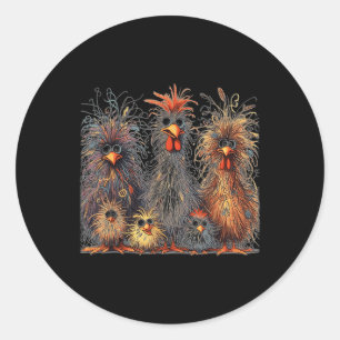 Eagerlys Colourful Funny Chicken Art  Classic Round Sticker