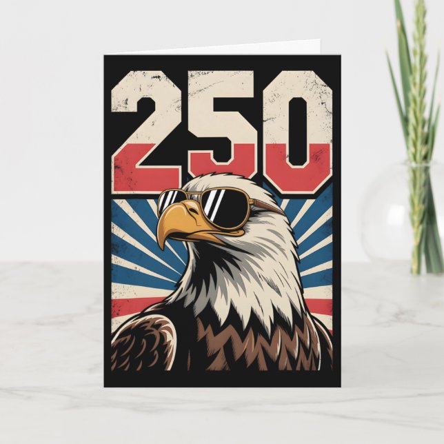 Eagle 250th Birthday Retro Independence Day _4  Card (Front)
