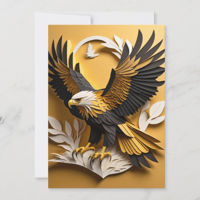 Eagle 3D Paper Art Design T-shirt  Invitation (Front)