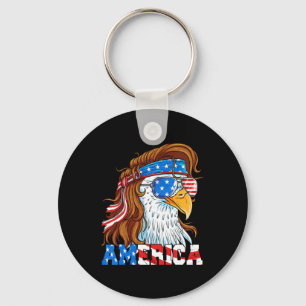 Eagle 4th Of July Mullet American Flag Usa Patriot Keychain