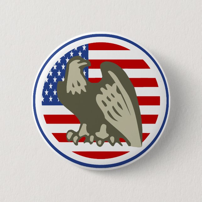 Eagle American Flag 2 Inch Round Button (Front)