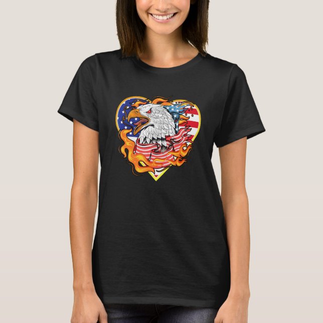 Eagle American Flag Heart Memorial Day Veterans Da T-Shirt (Front)