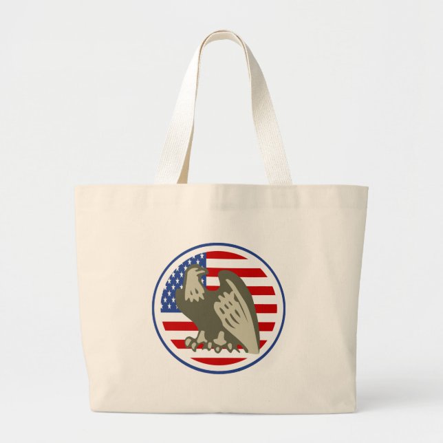 Eagle American Flag Large Tote Bag (Front)