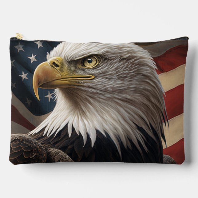 Eagle and American Flag Accessory Pouch (Front)