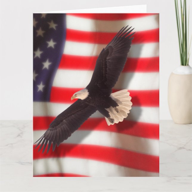 Eagle and American Flag Greeting Card (Front)