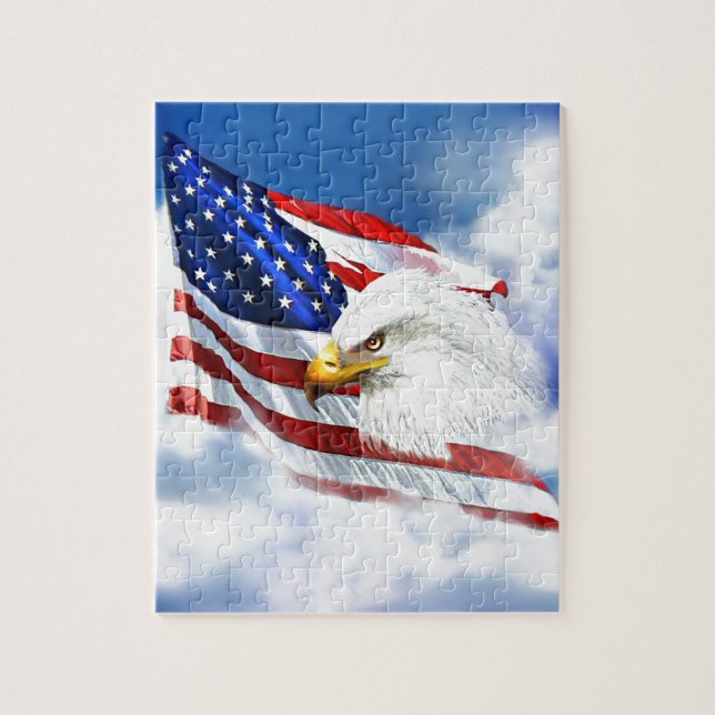 Eagle and American Flag Jigsaw Puzzle (Vertical)