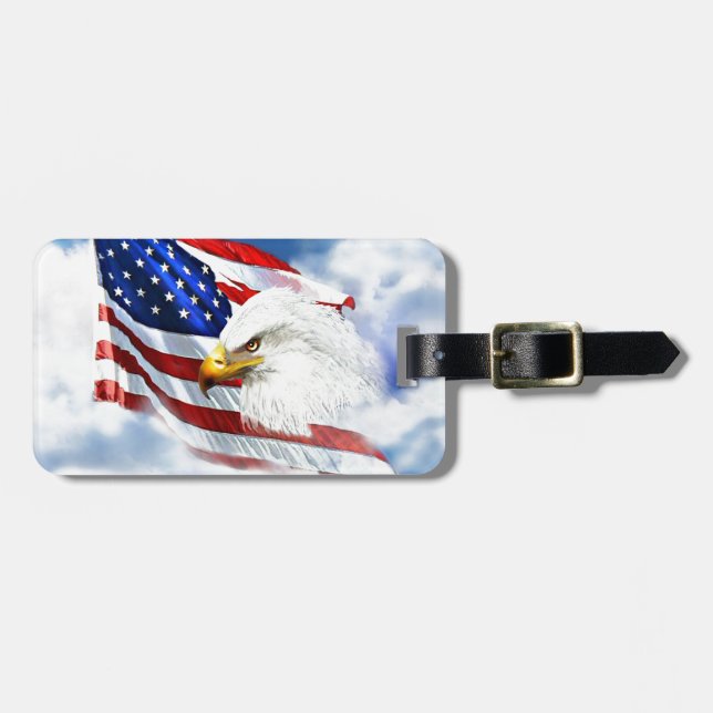 Eagle and American Flag Luggage Tag (Front Horizontal)