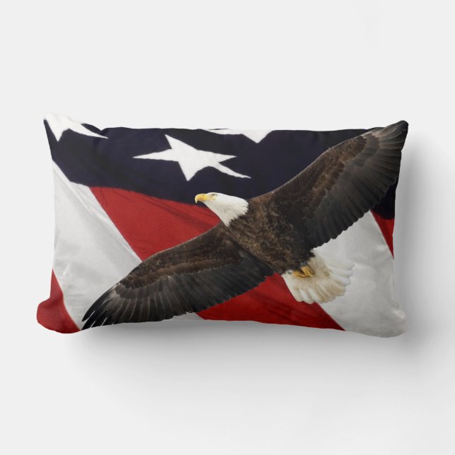 Eagle and American Flag Lumbar Pillow (Front)