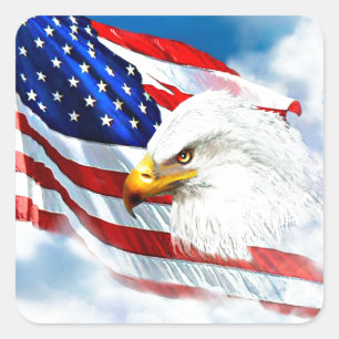 Eagle and American Flag Square Sticker